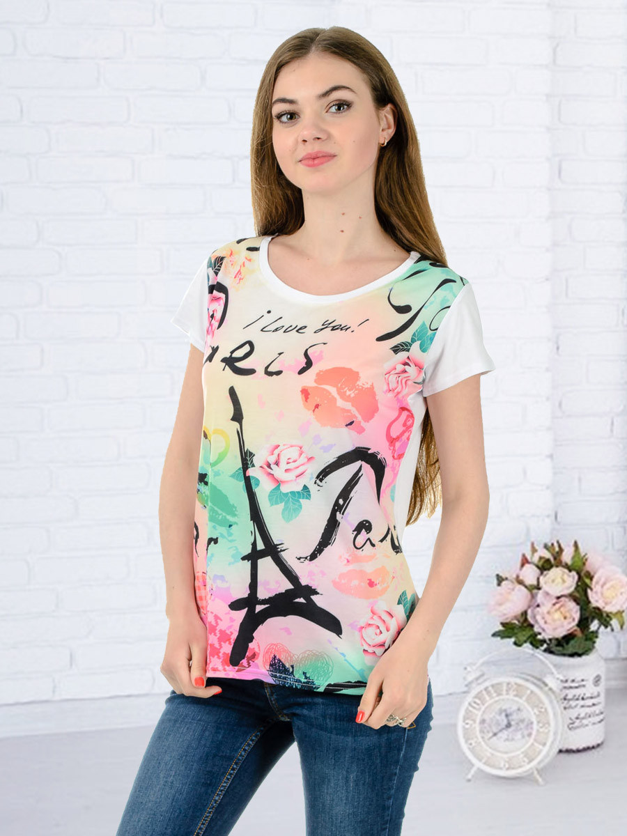 

Женская футболка принт фото Irvik K3129 44 р