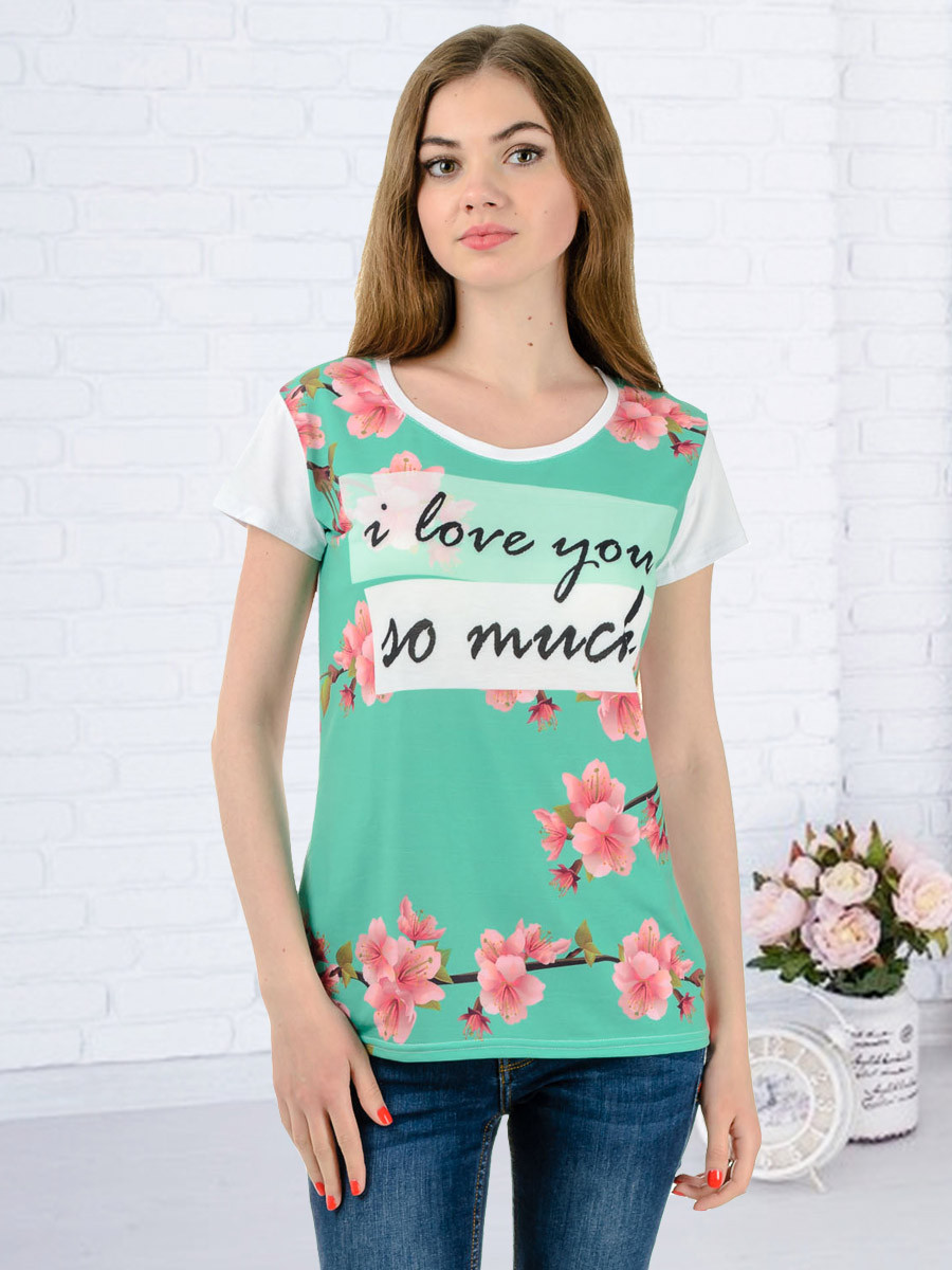 

Женская футболка принт фото Irvik K3136 44 р