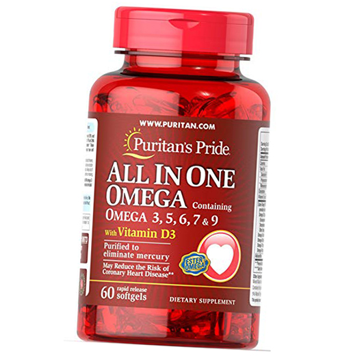 

Омега Комплекс, All In One Omega 3-5-6-7 & 9 with Vitamin D3, Puritan's Pride 60гелкапс (67367001)