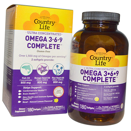 

Омега 3 6 9, Omega 3-6-9, Country Life 180гелкапс Лимон (67124001)