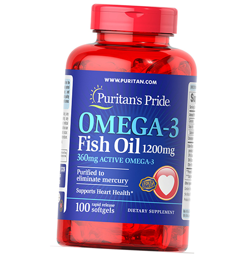 

Омега 3, Omega-3 Fish Oil 1200, Puritan's Pride 100гелкапс (67367010)