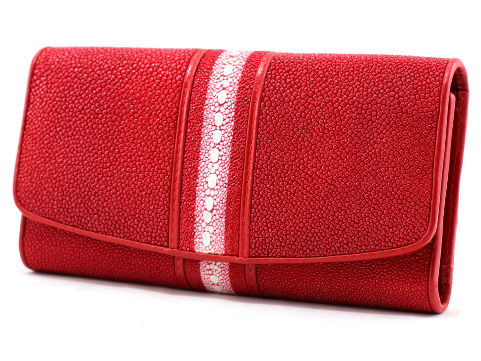 

Кошелек женский из кожи ската (NST ST 52 RS Fire Red) красный