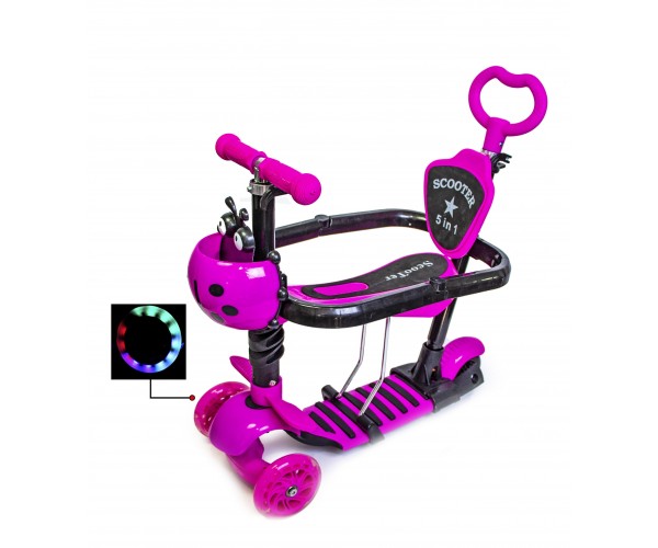 

Самокат Scooter 5 в 1 "Божья коровка" с бортиком, Розовый