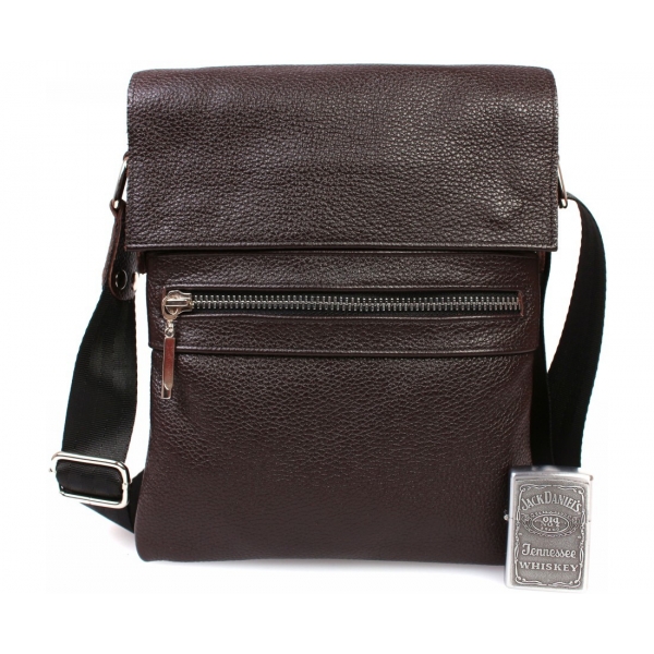

Мужская кожаная горизонтальная сумка CasualStyle SM-4389 коричневая