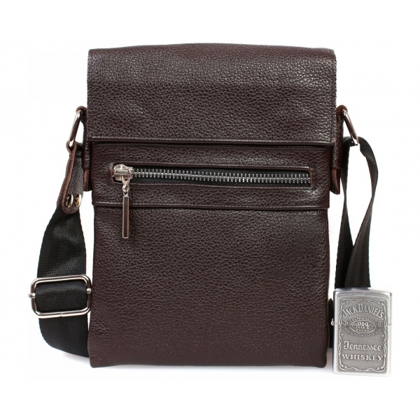 

Мужская кожаная сумка через плечо CasualStyle SM-4390 коричневая