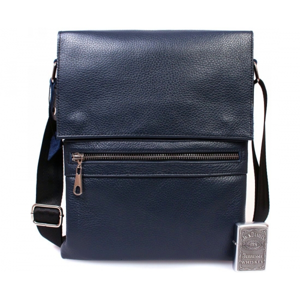 

Мужская кожаная сумка из натуральной кожи с клапаном CasualStyle SM-4373 синяя
