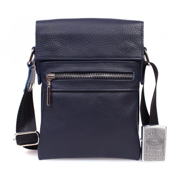 

Небольшая мужская кожаная сумка для документов CasualStyle SM-4388 синяя