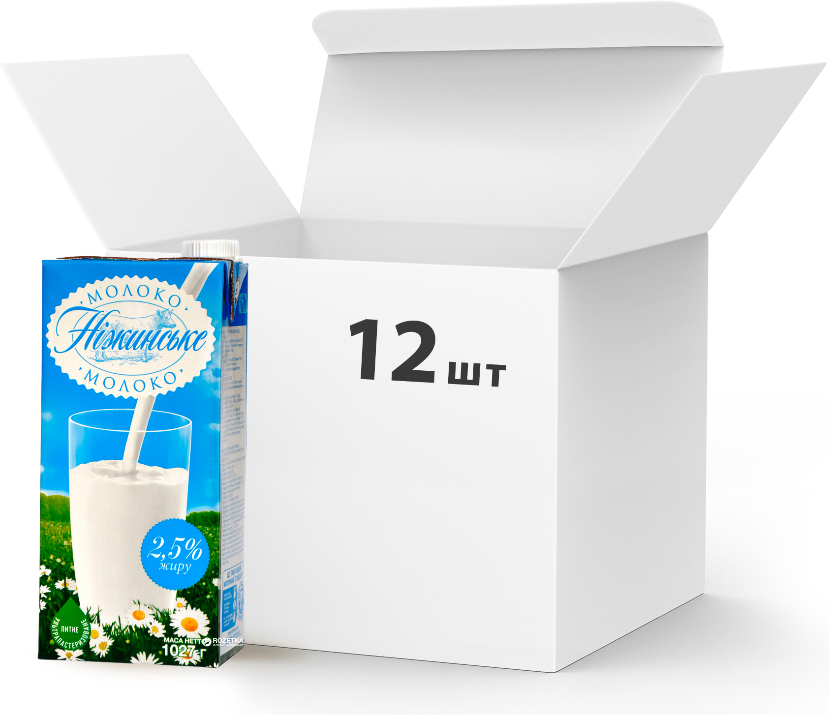 Акція на Упаковка молока ультрапастеризованного Нiжинське 2.5% 1027 г х 12 шт (4820111645701) від Rozetka UA