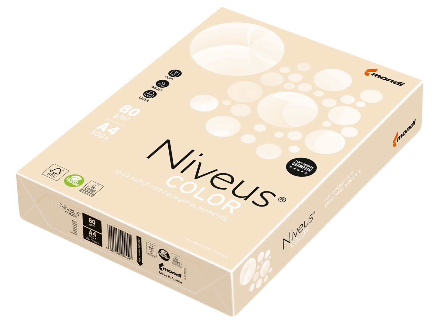 

Бумага офисная Niveus A4 80 г/м2 пастель 500 листов Кремовая (9003974460512)