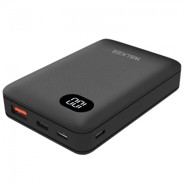 

УМБ WALKER WB-311 10000mAh +LCD 1USB/2.1A Разъем Type-C/micro/Lightning black