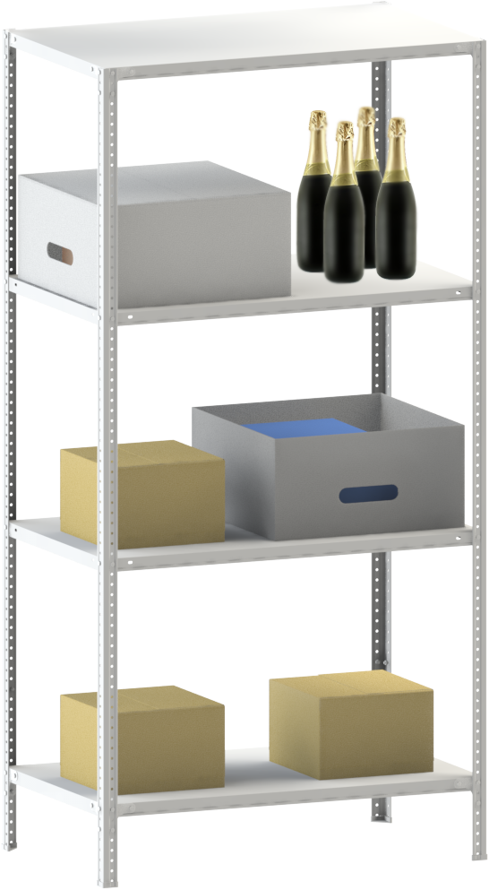 

Стеллаж металлический 2000х1000х400мм.4 полки, 120кг/на полку,до 1200кг. на стеллаж, болтовое соединение