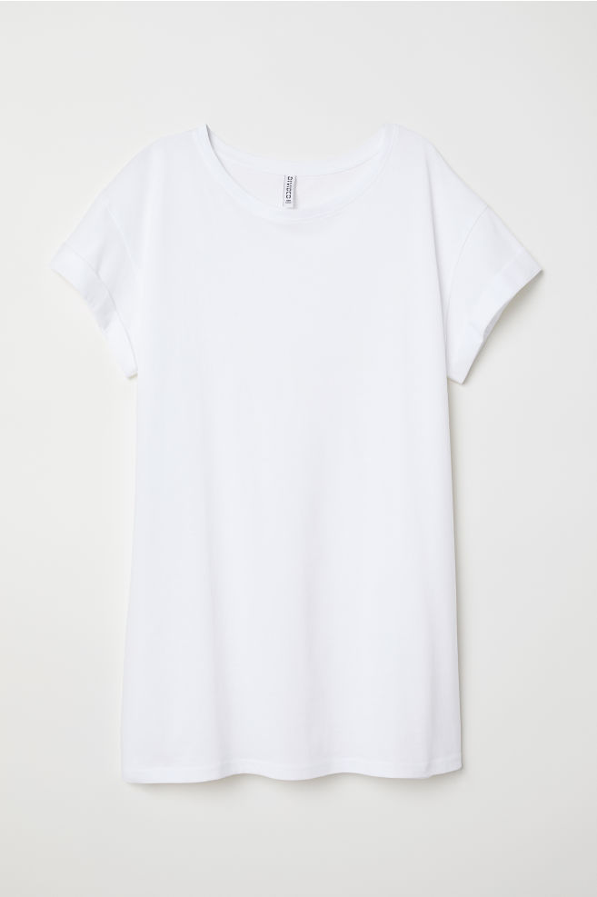 

Длинная футболка H&M Р40044 ХS Белая (P-100311)