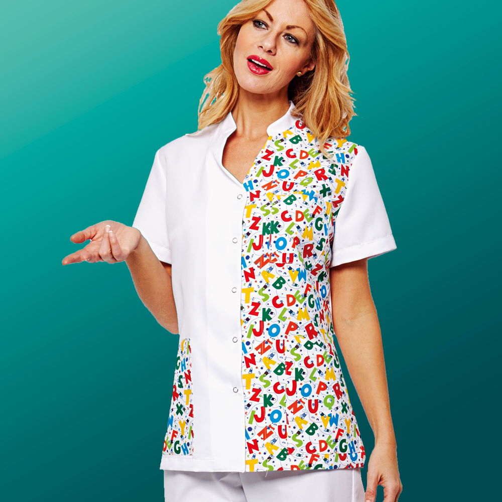

Жакет медичний Color4health GRENOBLE Білий з принтом ABC XS