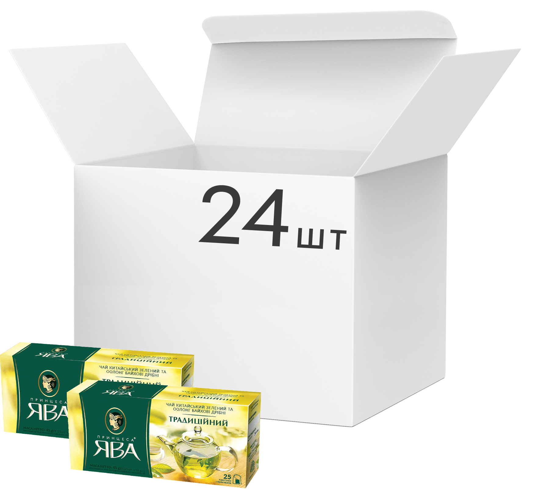 Акція на Упаковка зеленого чая пакетированного Принцесса Ява Традиционный 24 шт по 25 пакетиков (4823096806259) від Rozetka UA