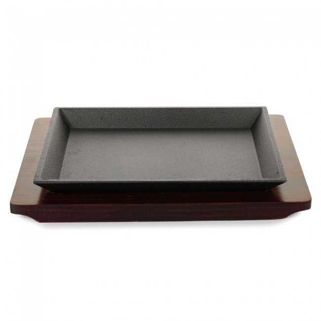 

Тарелка-сковорода на деревянной подставке Хозяюшка UA 22х16см (7396)