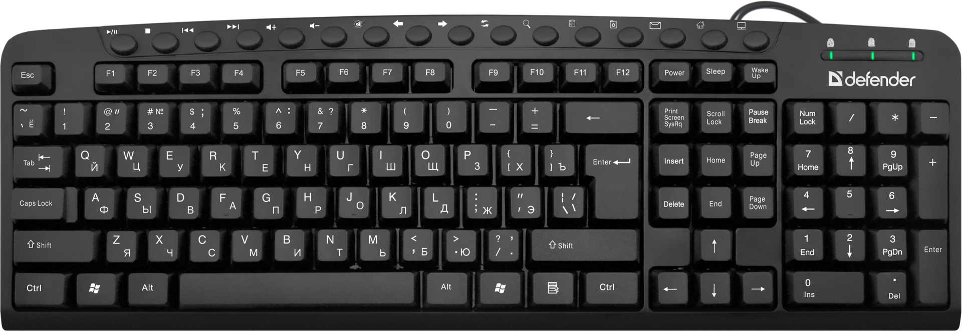 

Клавиатура проводная Defender Focus HB-470 USB (45470)