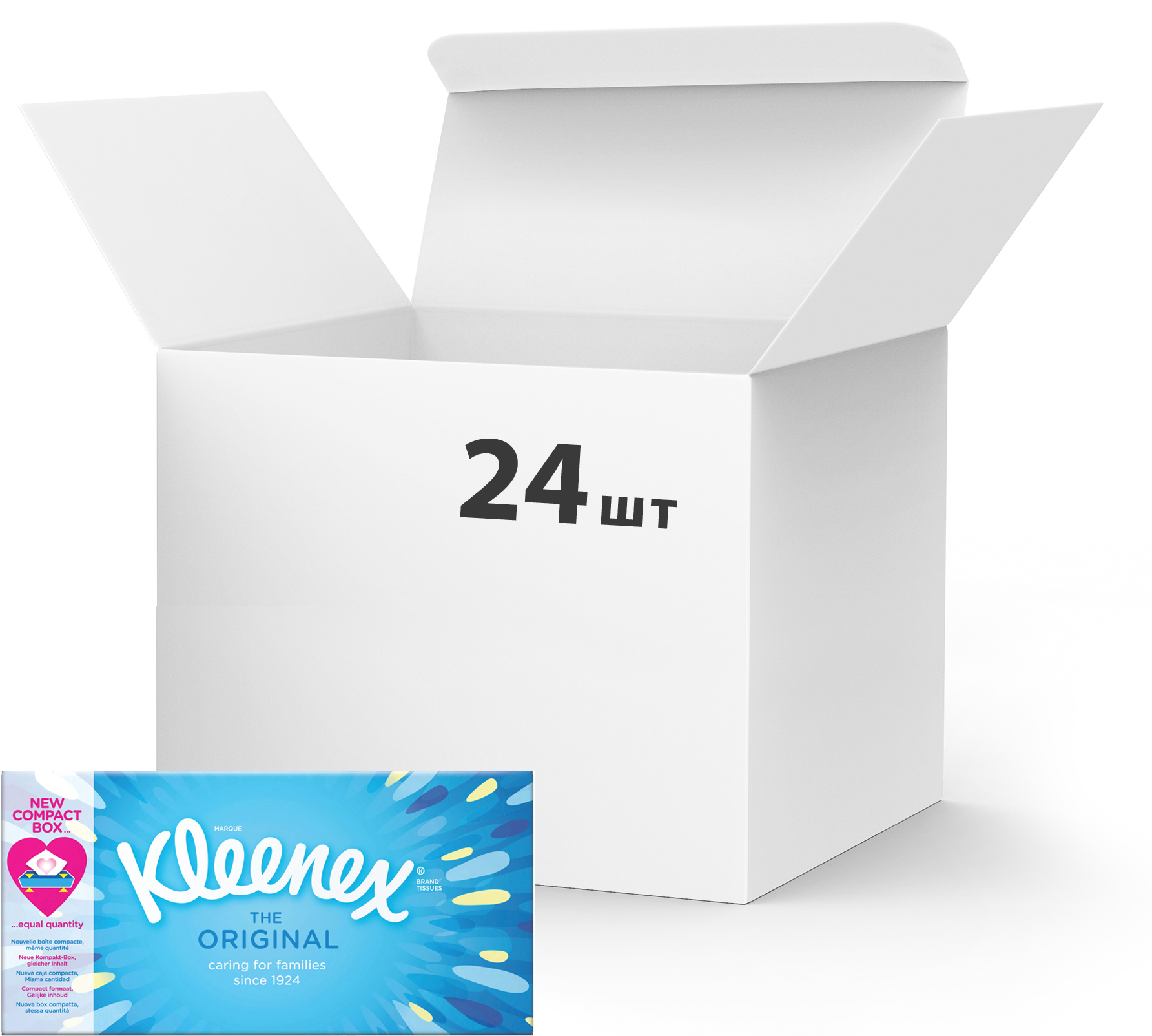 

Упаковка салфеток Kleenex Original трехслойных косметических 24 пачки по 70 шт