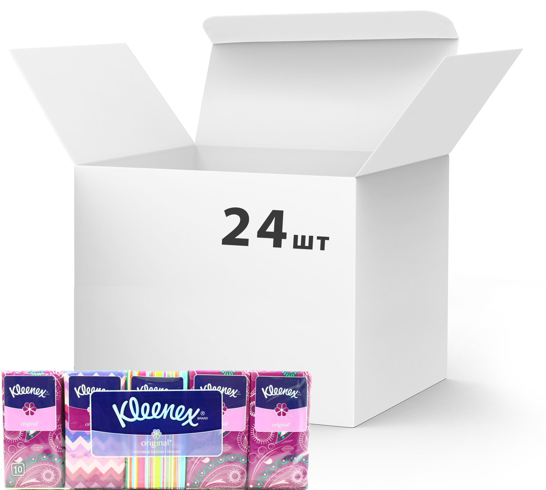 

Упаковка носовых платков Kleenex Original двухслойных 24 уп х 10 пачек по 10 шт