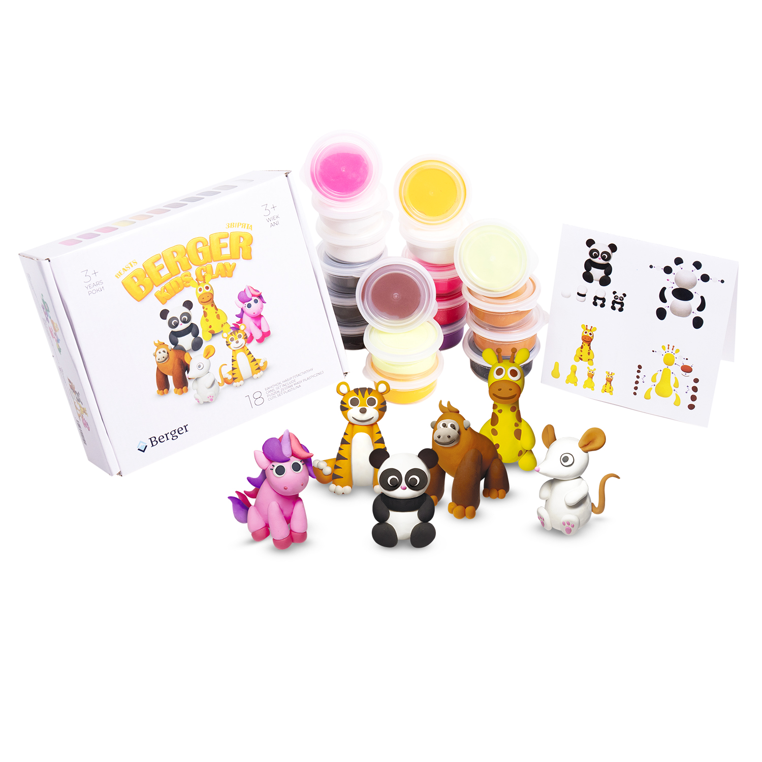 

Набор пластилина Berger Kids Clay Животные 18 баночек 580 г Разноцветный (Beasts 01-18) (8596165040194) подарок подписка на 1 месяц YOU TV 320+ телеканалов