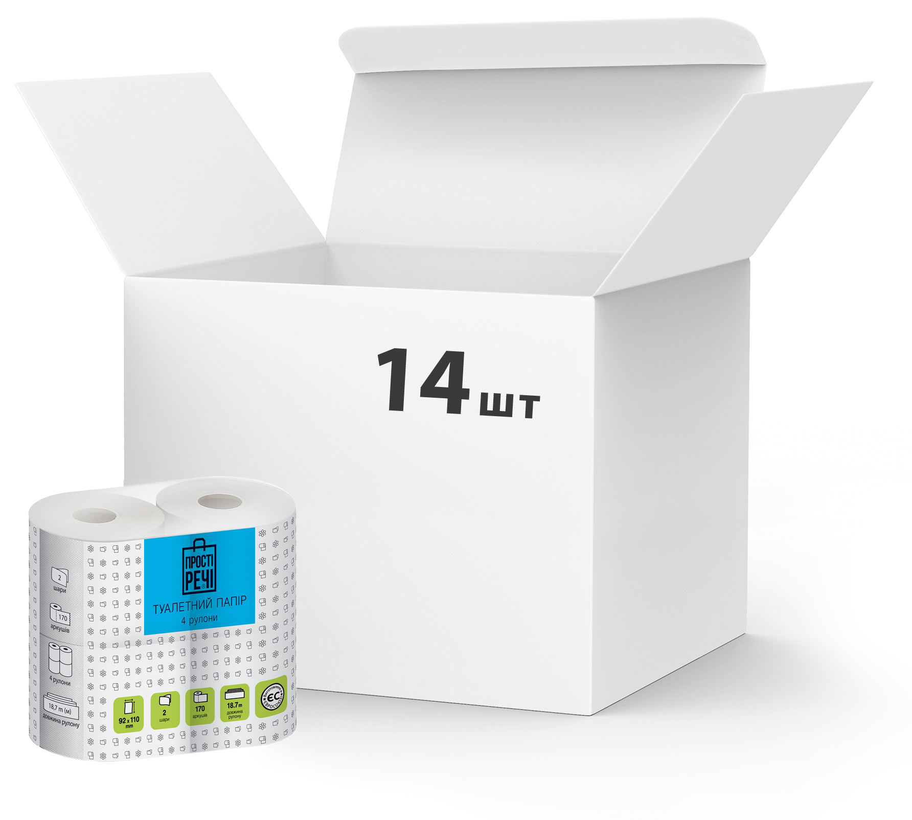 Акція на Упаковка туалетной бумаги Прості речі 2 слоя 14 шт по 4 рулона (4820201210482) від Rozetka UA