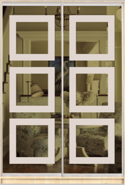 

Шкаф купе Luxe Studio Стандарт-2 Тонированное зеркало с Пескоструем-1 1400x2100x600 двухдверный