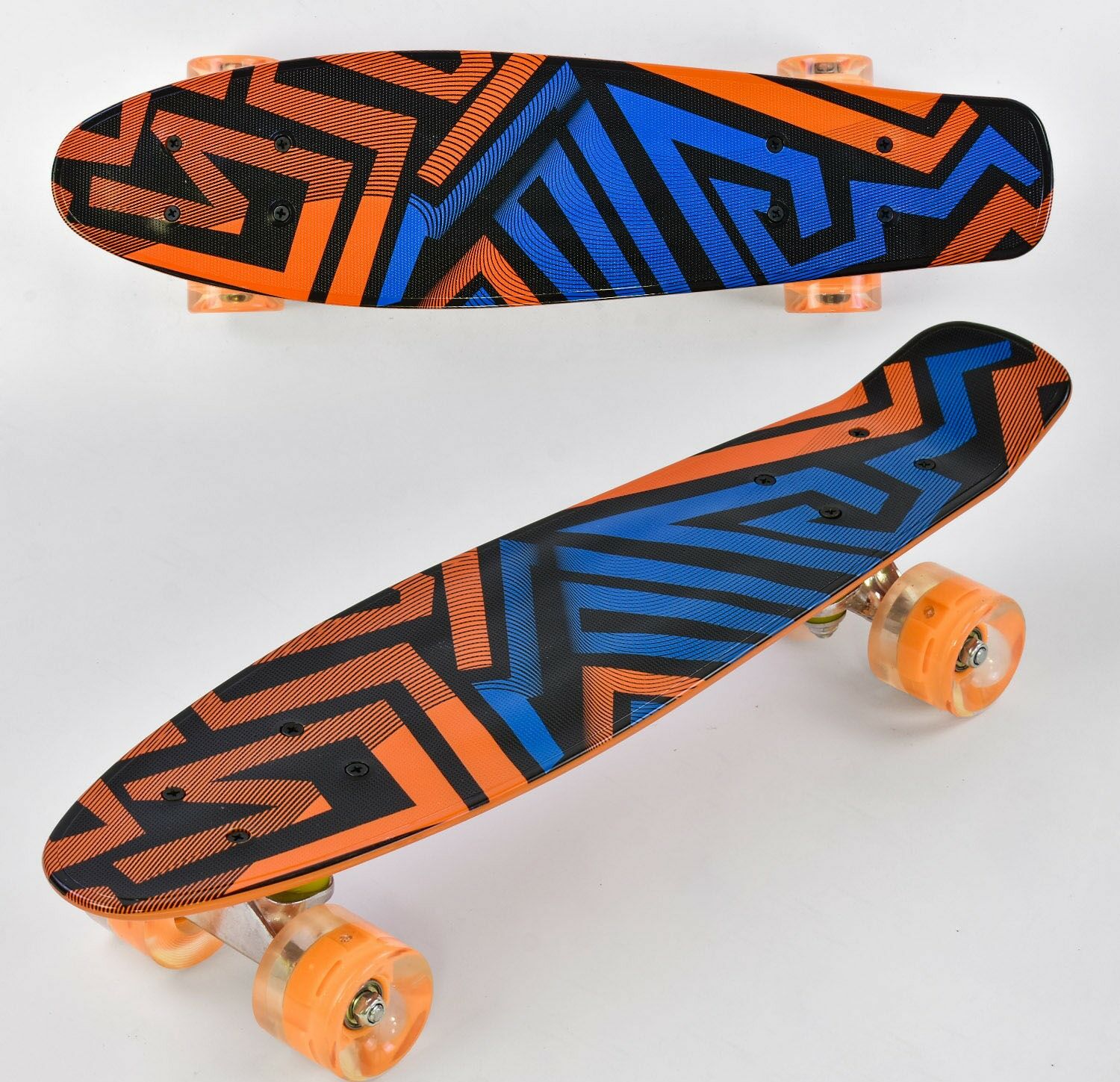 

Скейт Пенни борд Best Board 55 см F-7620 абстракция светящиеся колеса Оранжевый с синим