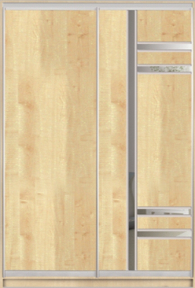 

Шкаф купе Luxe Studio Стандарт-3 ДСП/Зеркало-2 1400x2100x600 двухдверный