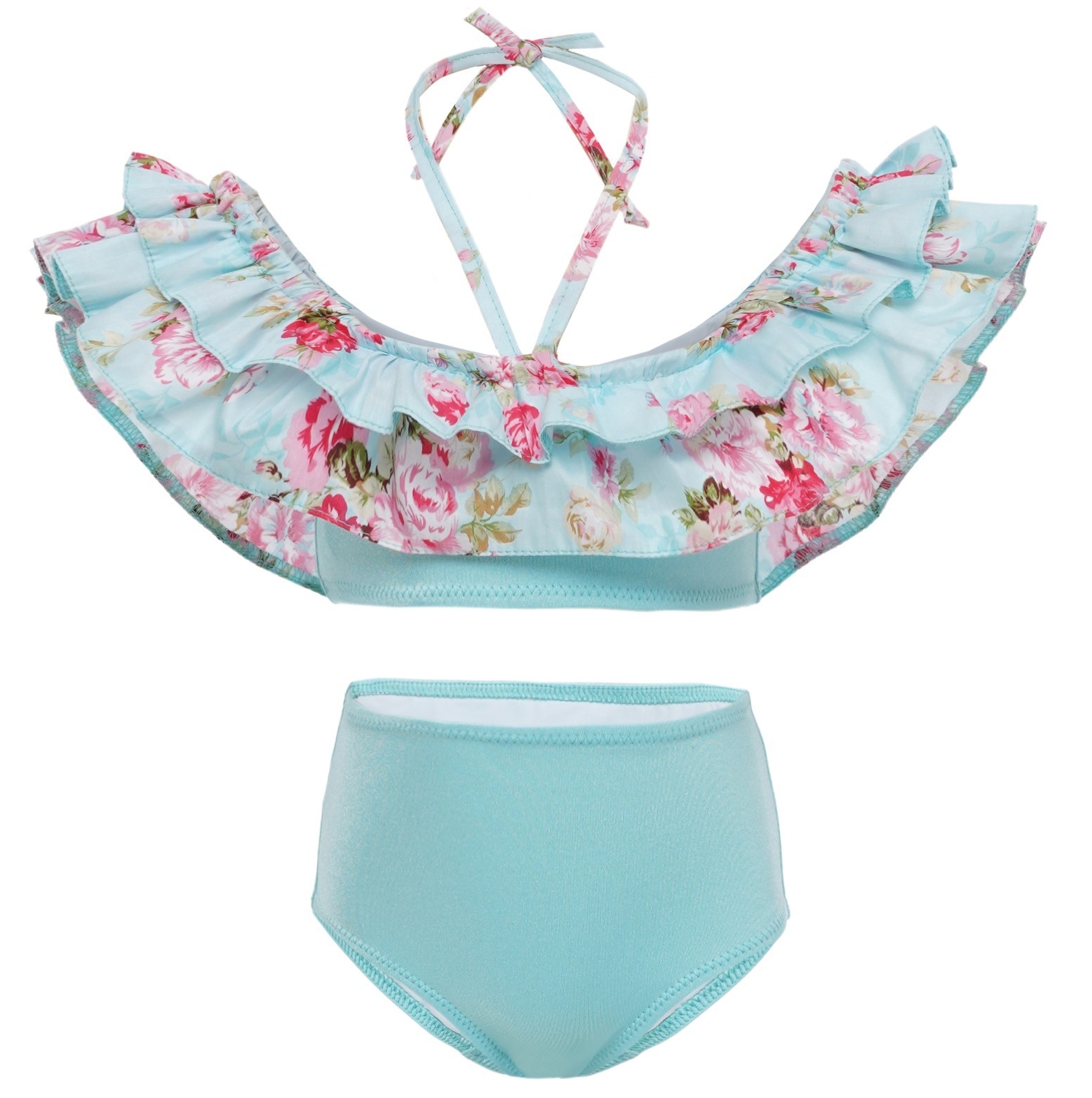 

Раздельный купальник на девочку BabyLadySwim K8R010 110 см Мятный с оборками