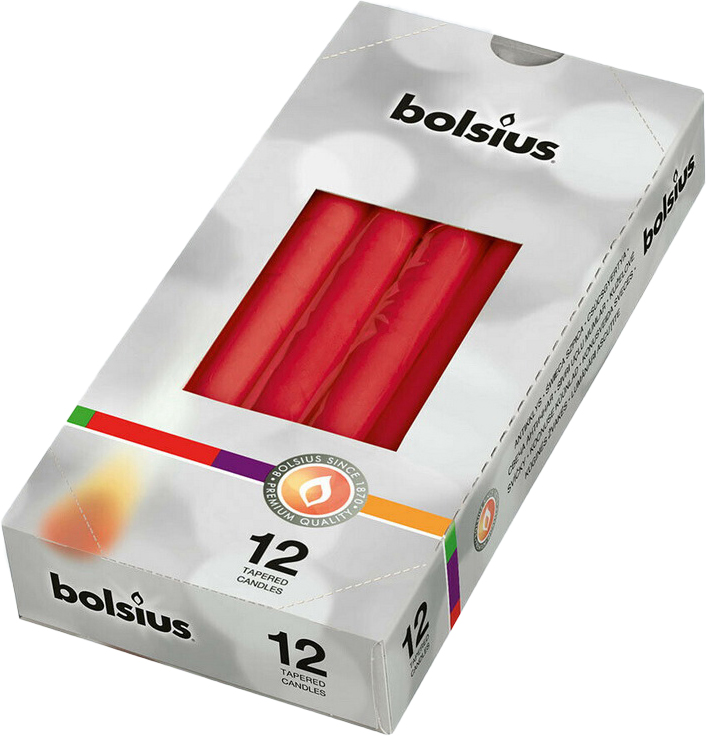 

Конусная свеча Bolsius 245/24 коробка 12 шт Красная (356841.1)