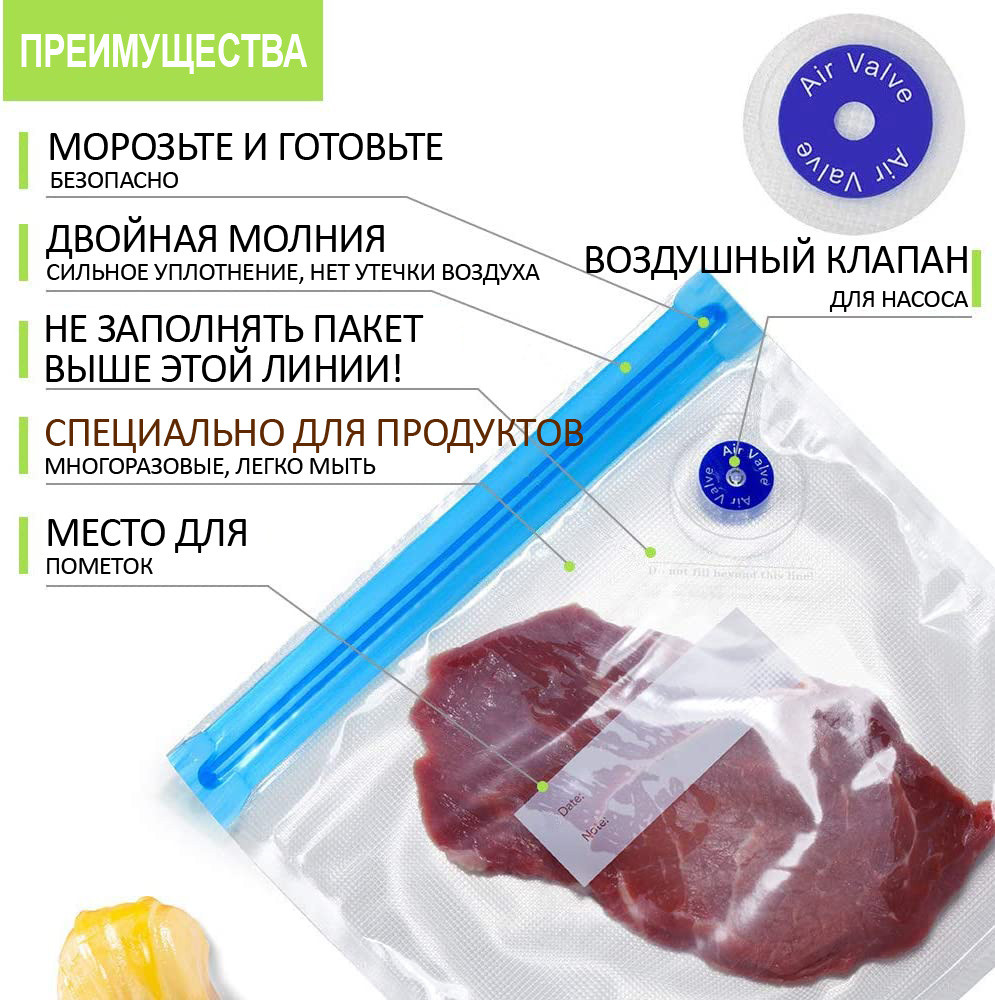 Вакуумные пакеты для упаковки пищевых продуктов купить в Москве