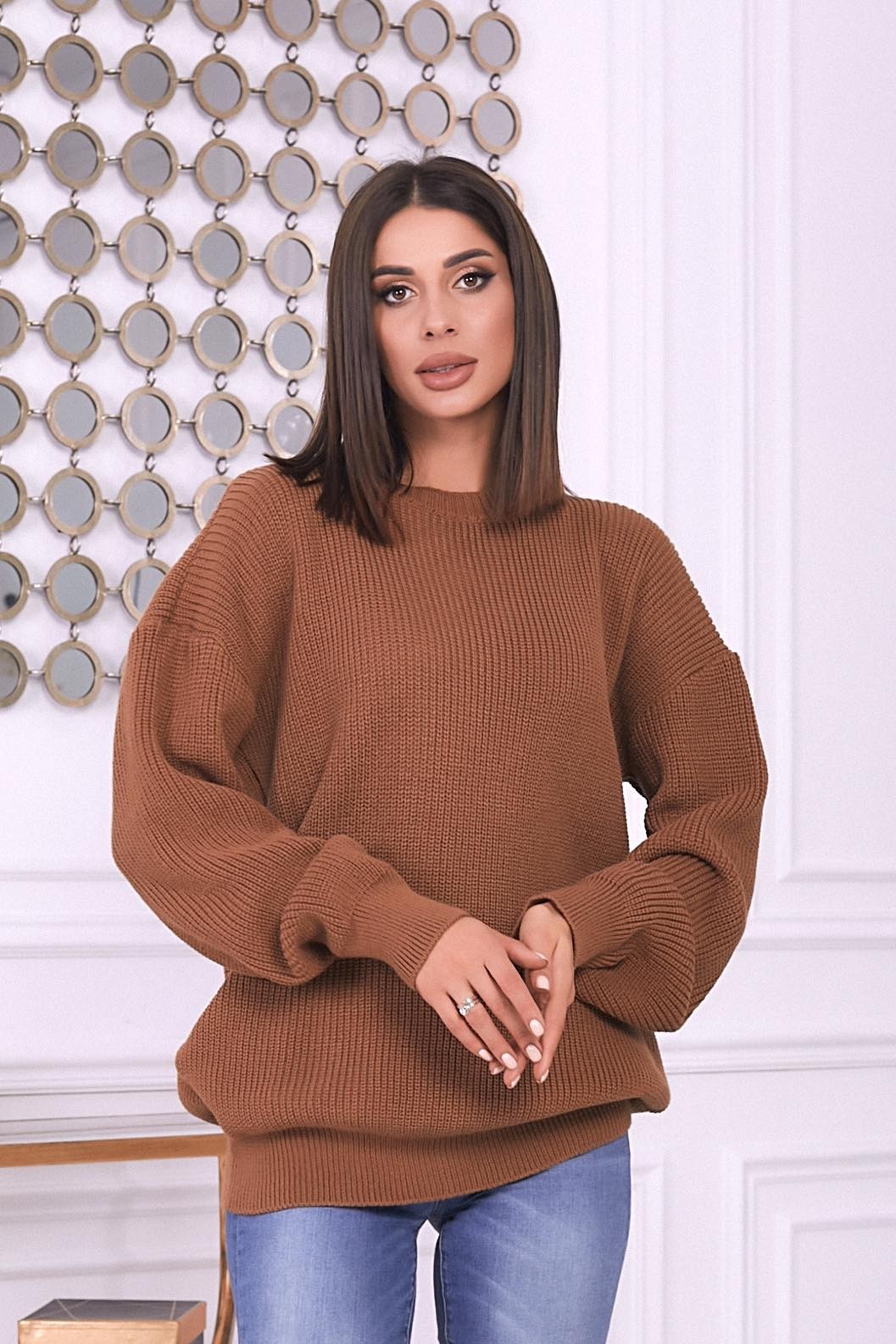 

Свитер вязаный женский The Oran София one size песочно-бежевый