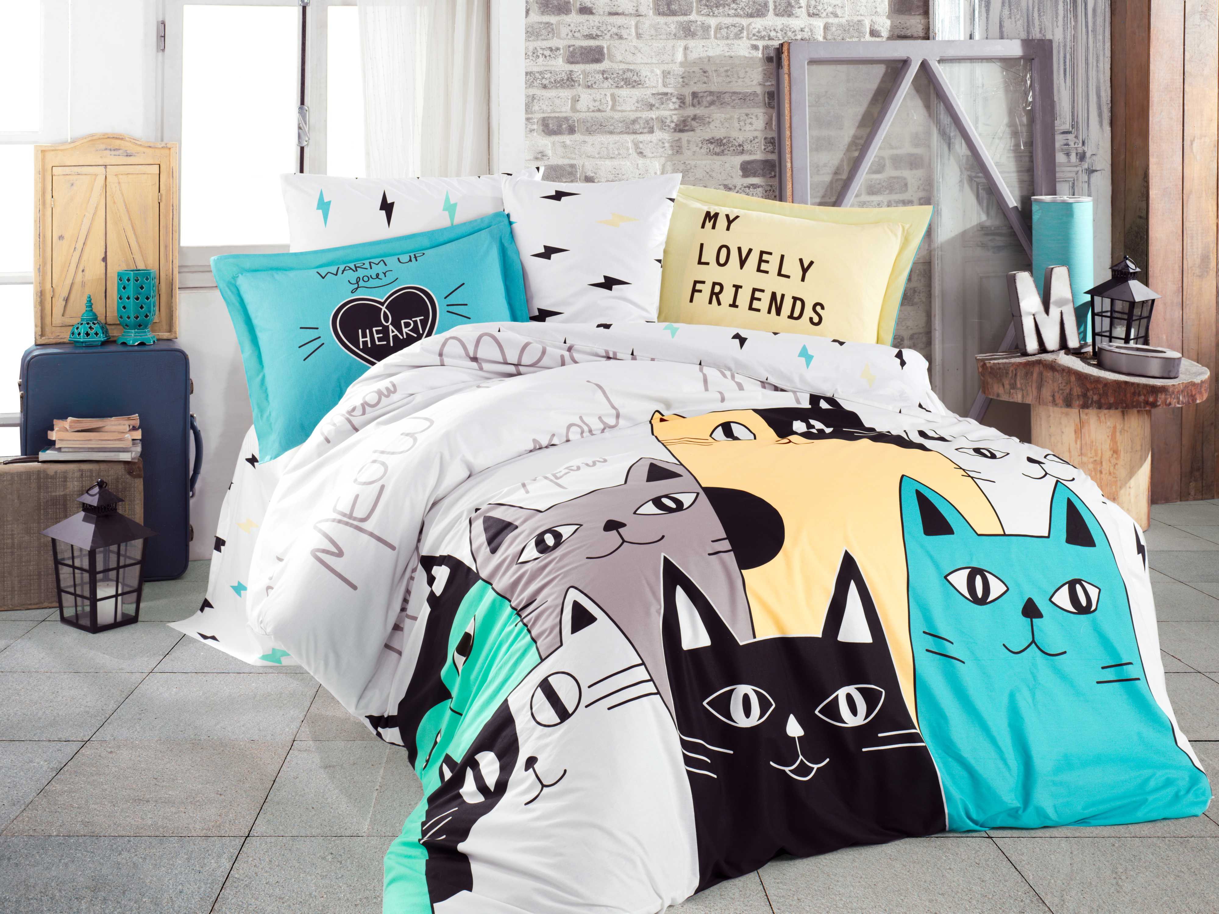 

Комплект постельного белья Hobby Poplin Love Cats 200х220