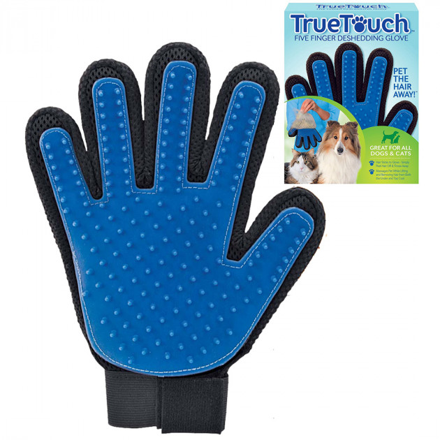 

Перчатка для вычесывания шерсти True Touch PRO Черно-синяя Original