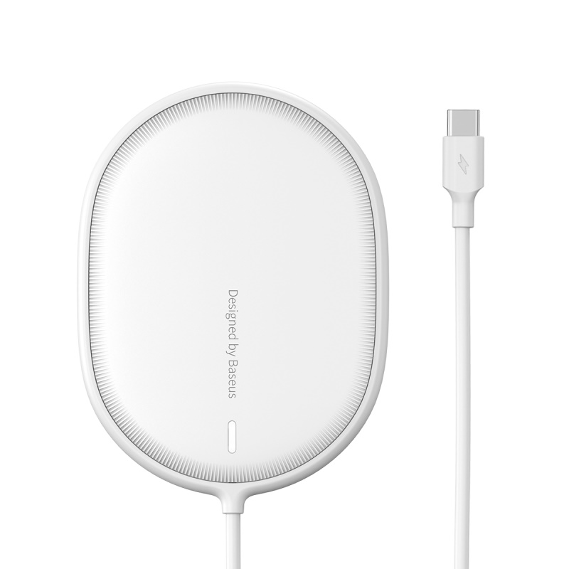 

Беспроводная зарядка Qi BASEUS Light Magnetic Wireless Charger (suit for IP12 with Type-C cable 1.5m) |15W| (WXQJ-02) White