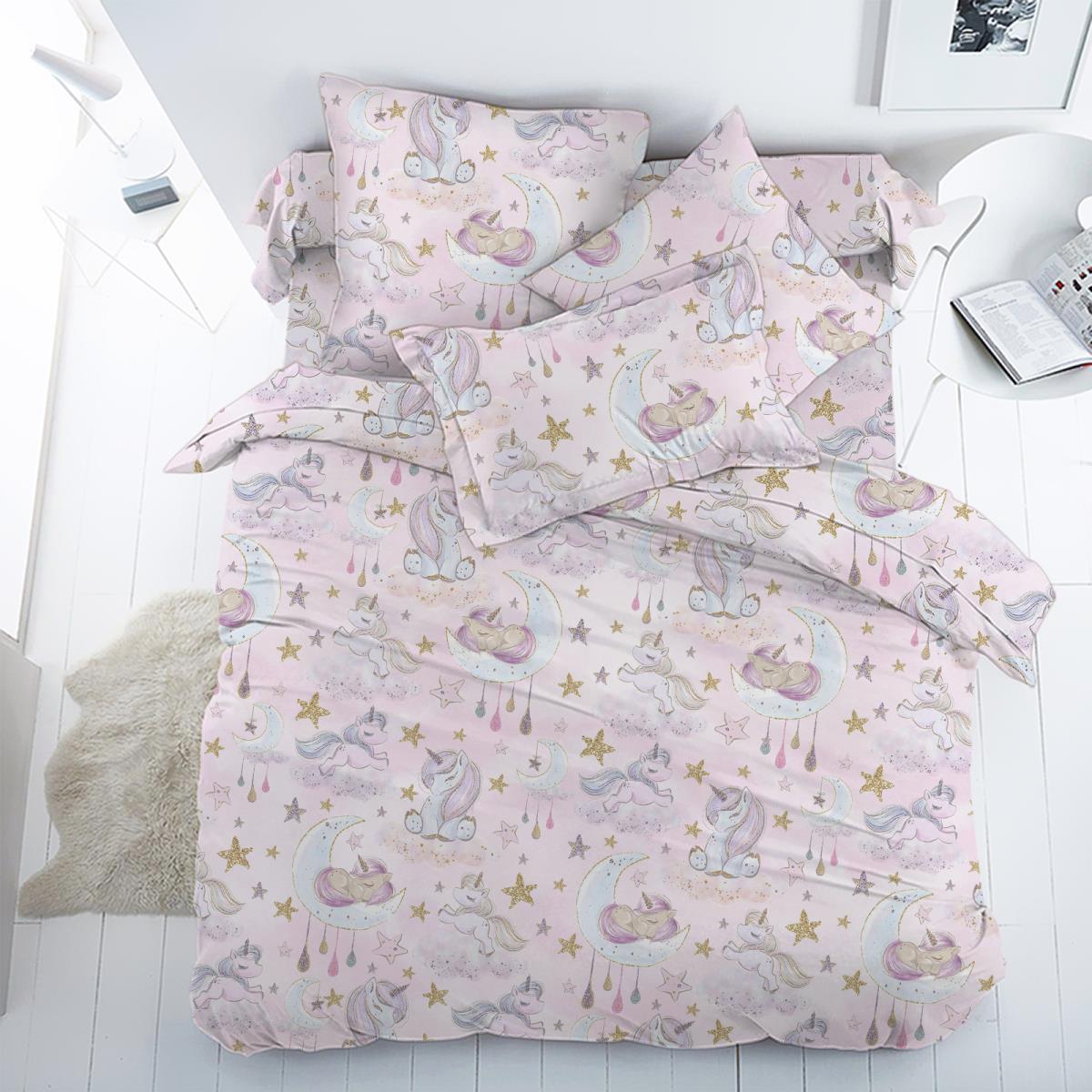 

Детское постельное белье в кроватку Единороги акварель CottonTwill 100х150 см Поплин (ДПР050-1)