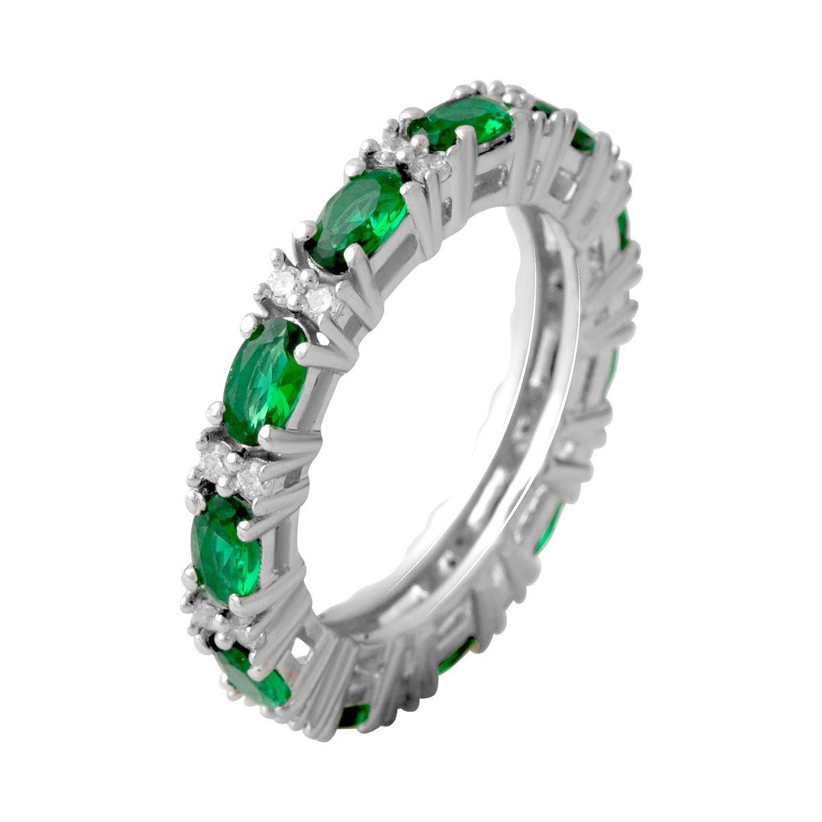 

Серебряное кольцо с изумрудом nano 2.335ct 2059714 18,5 размер