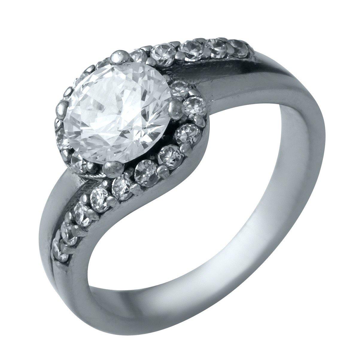 

Серебряное кольцо с фианитами 1936924 15.5 размер