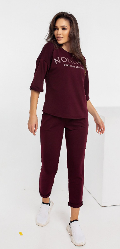 

Женский спортивный костюм Fashion Woman NB21027 бордовый р46, Женский спортивный костюм Fashion Woman NB21027 бордовый р46/48