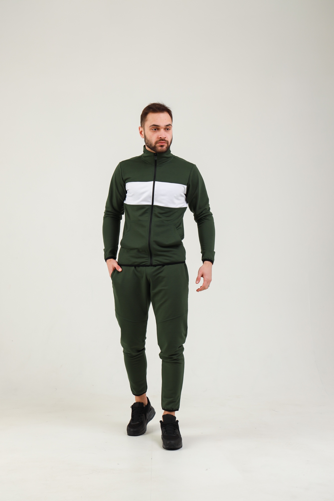 

Мужской спортивный костюм двойка на молнии Fashion Man BD0203 хаки рXL