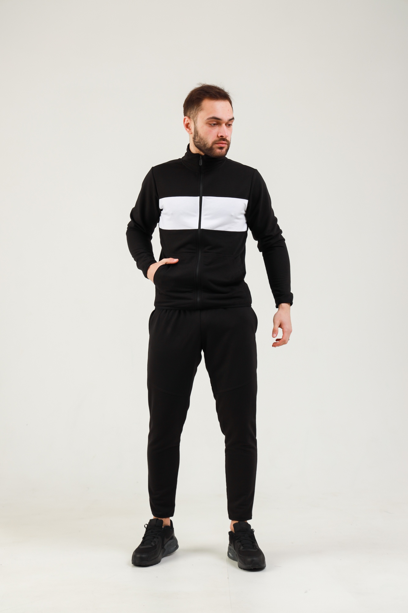 

Мужской спортивный костюм на молнии Fashion Man BD0204 черный рM