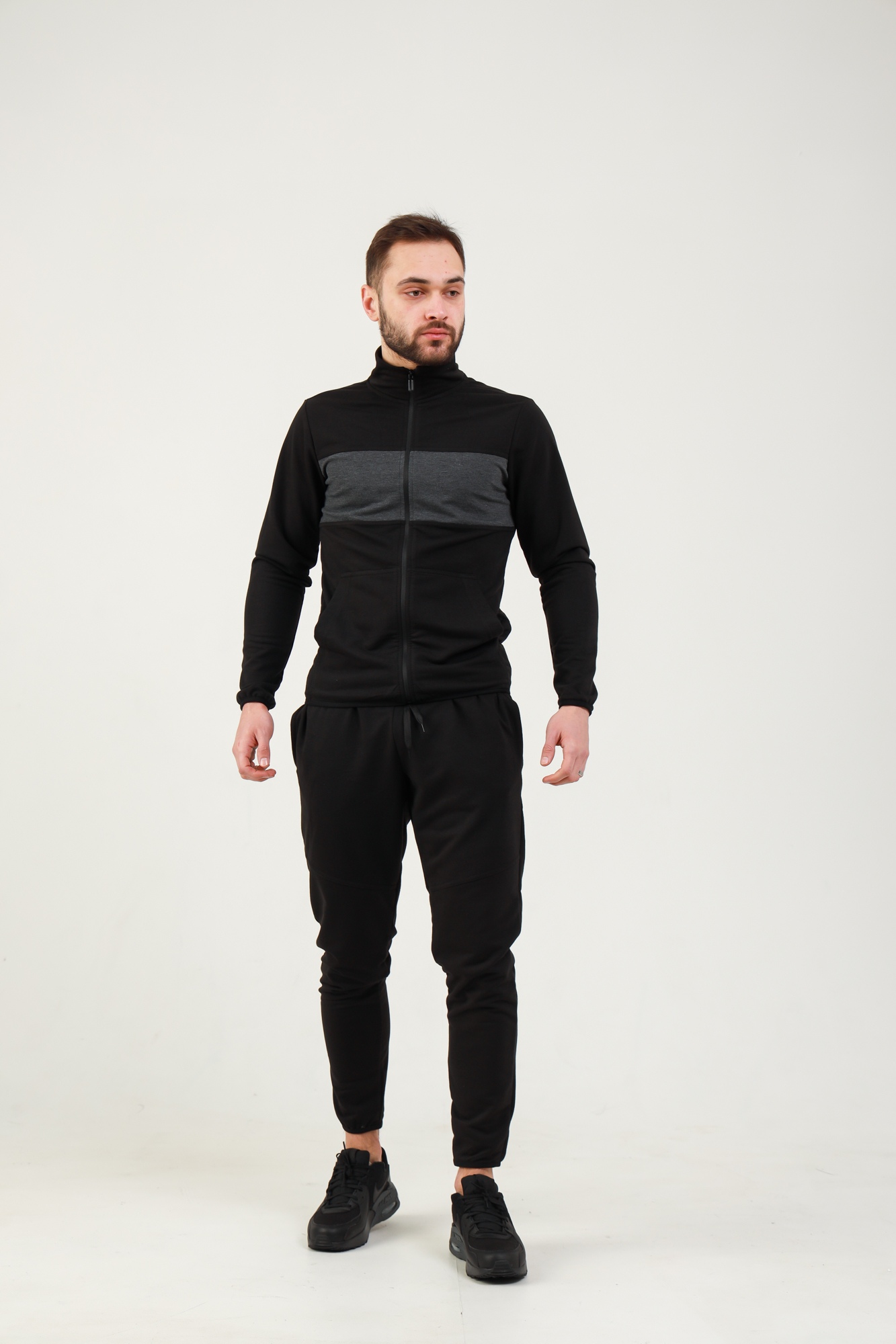 

Мужской спортивный костюм на молнии Fashion Man BD0203 черный с серым рXL
