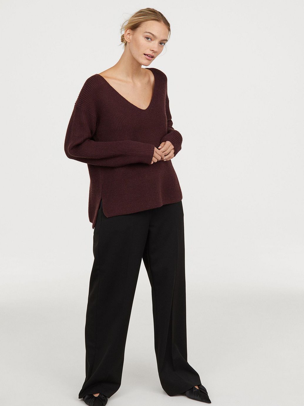 

Пуловер H&M 0568864-8  Бордовый, Пуловер H&M 0568864-8 S Бордовый