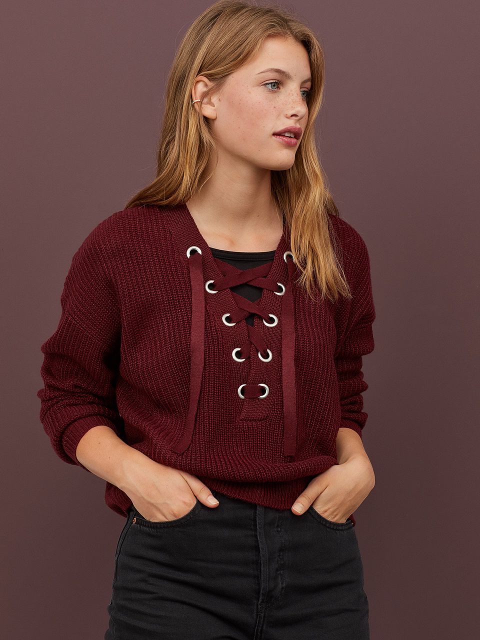 

Пуловер H&M 0640174-б M Бордовый