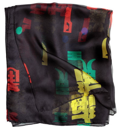 

Платок H&M STUDIO 6384317dm 140х120 см Черный с узором