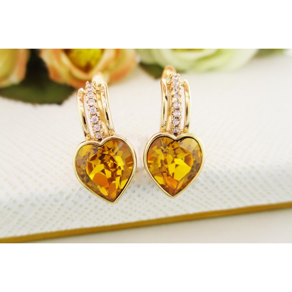 

Серьги Xuping с желто-оранжевыми кристаллами Swarovski позолота 18К 9993000