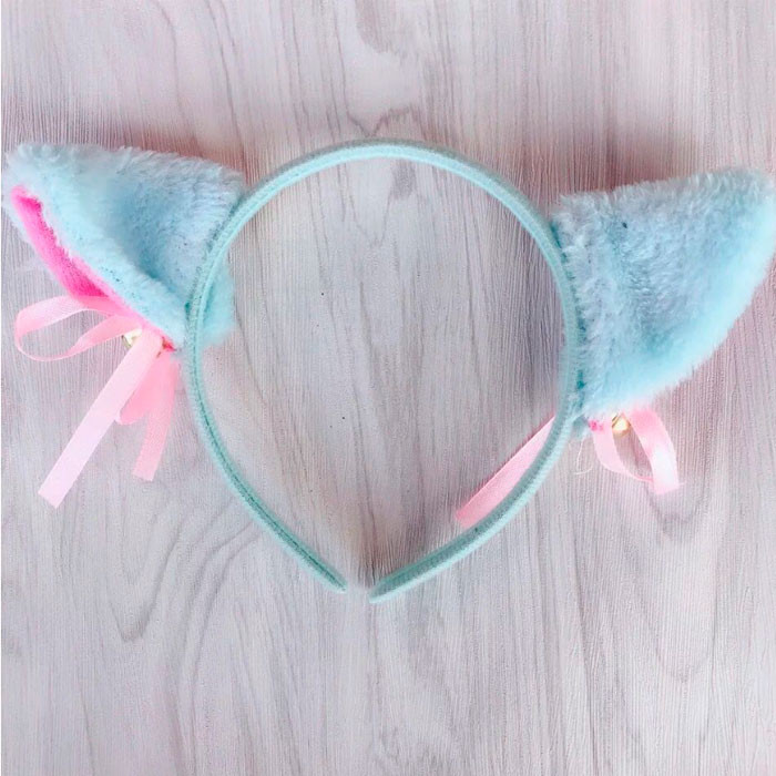 

Кошачьи Уши Аниме с Бантом Бирюзовый (6713)