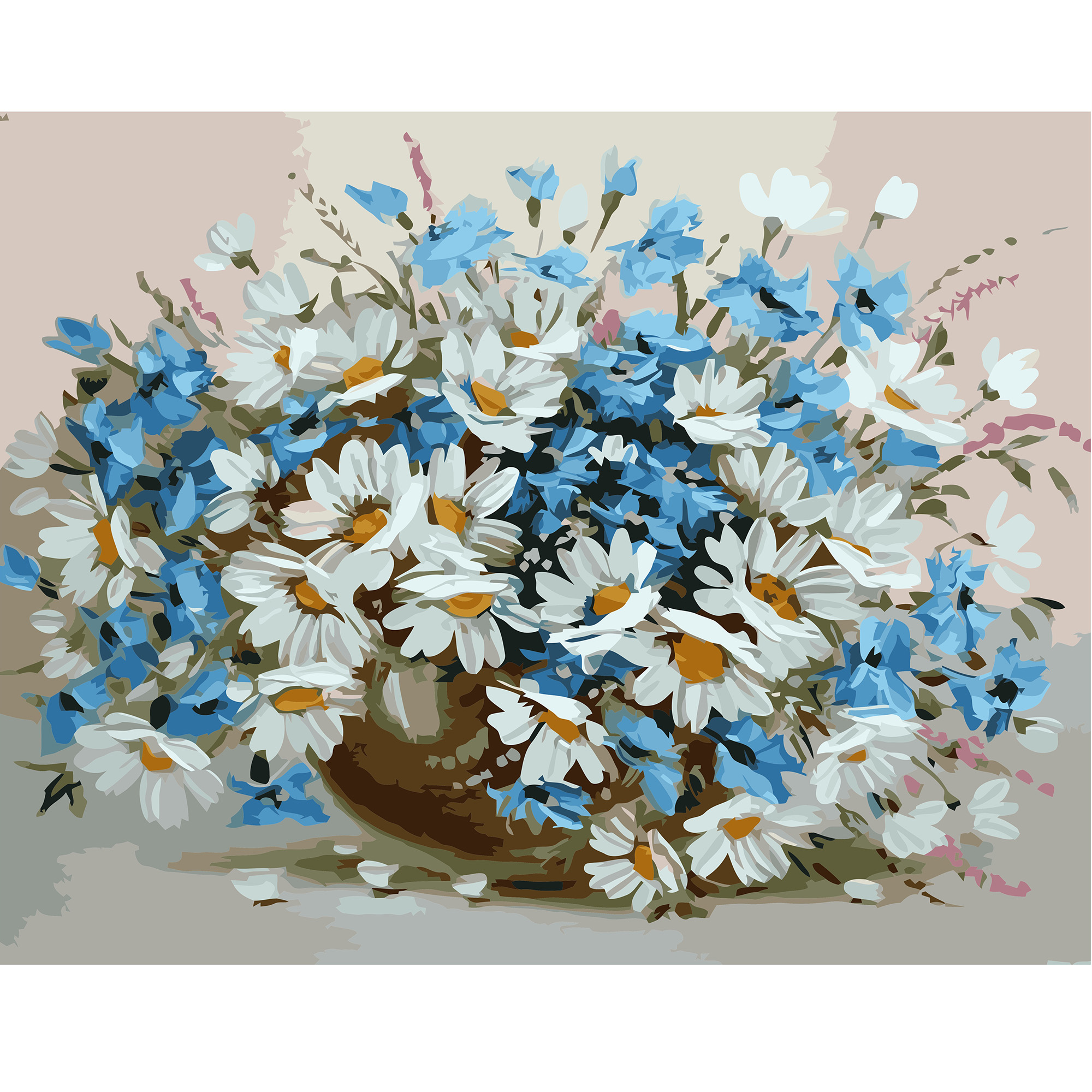 

Картина по номерам Strateg , Букет васильков с ромашками 40х50 см