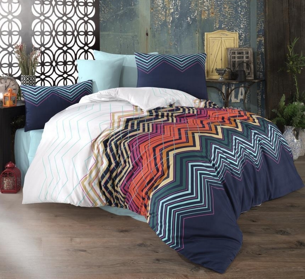 

Постельное белье Nevresim Dunyasi ранфорс Zigzag Turkuaz евро