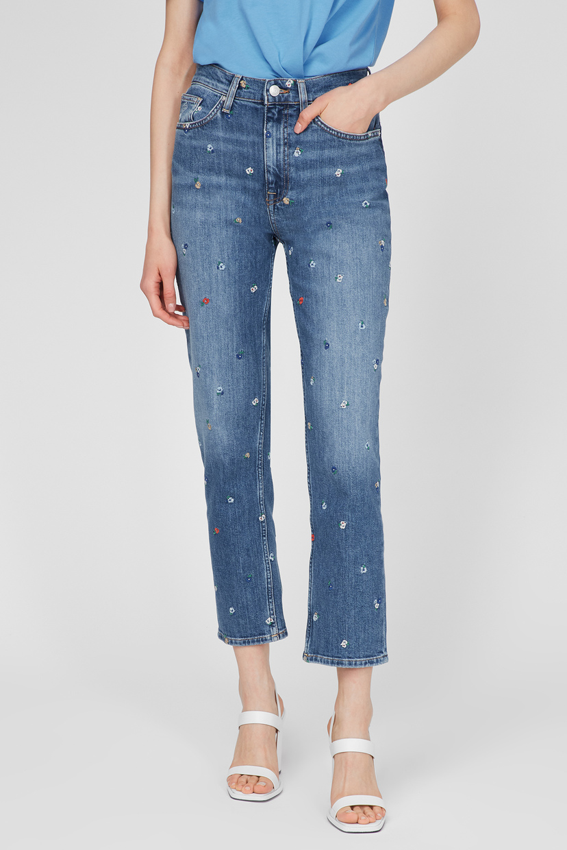 

Женские синие джинсы STRAIGHT HW CROPPED EMB Gant  4100124, Женские синие джинсы STRAIGHT HW CROPPED EMB Gant 27 4100124