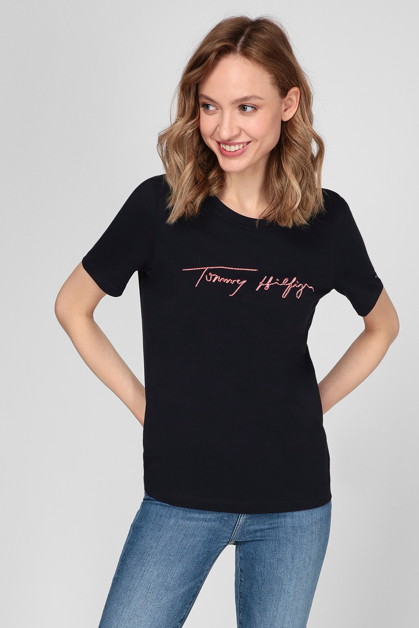 

Женская темно-синяя футболка REGULAR SCRIPT OPEN-NK TEE SS Tommy Hilfiger L WW0WW29523